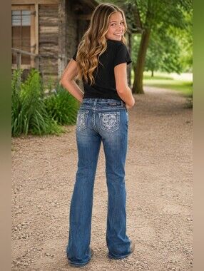 COWGIRL TUFF "Paisley Bling" bootcut rodeo horseback riding jeans Youth sz 13